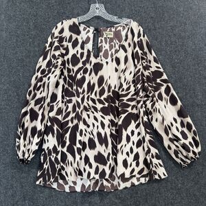 Show Me Your Mumu Blouse Women's Small Brown Animal Print Long Sleeve Top USA